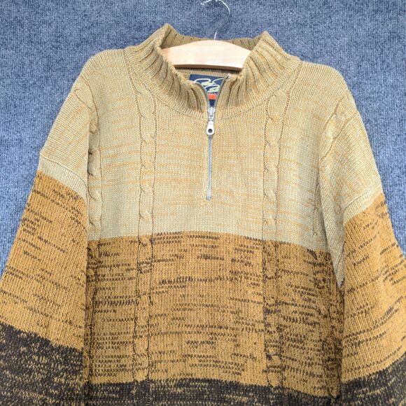 The Rugged Wear Men's 1/4 Zip Knit Sweater Brown Ombre XL Long Sleeve Acrylic - Picture 3 of 11